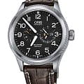 Oris Oris Big Crown 01 690 7735 4164-07 1 22 72FC  01 690 7735 4164-07 1 22 72FC механические мужские часы черный циферблат, браслет кожаный — вид спереди